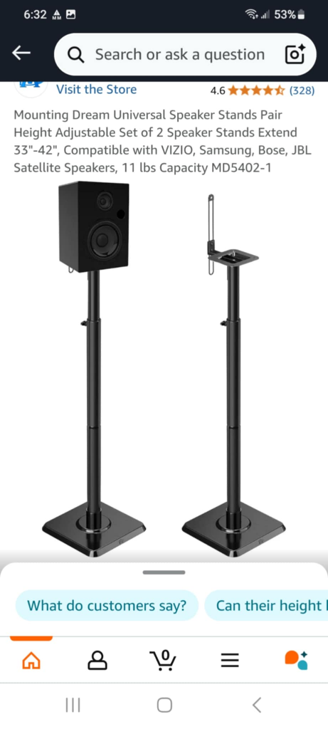 Mounting Dream MD5402-1 Speaker Stands - Pair