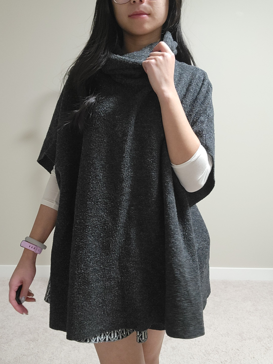 Dark Grey Knit Poncho Sweater - photo 2