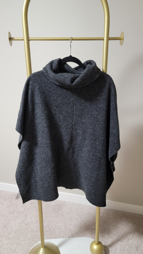 Dark Grey Knit Poncho Sweater - photo 4