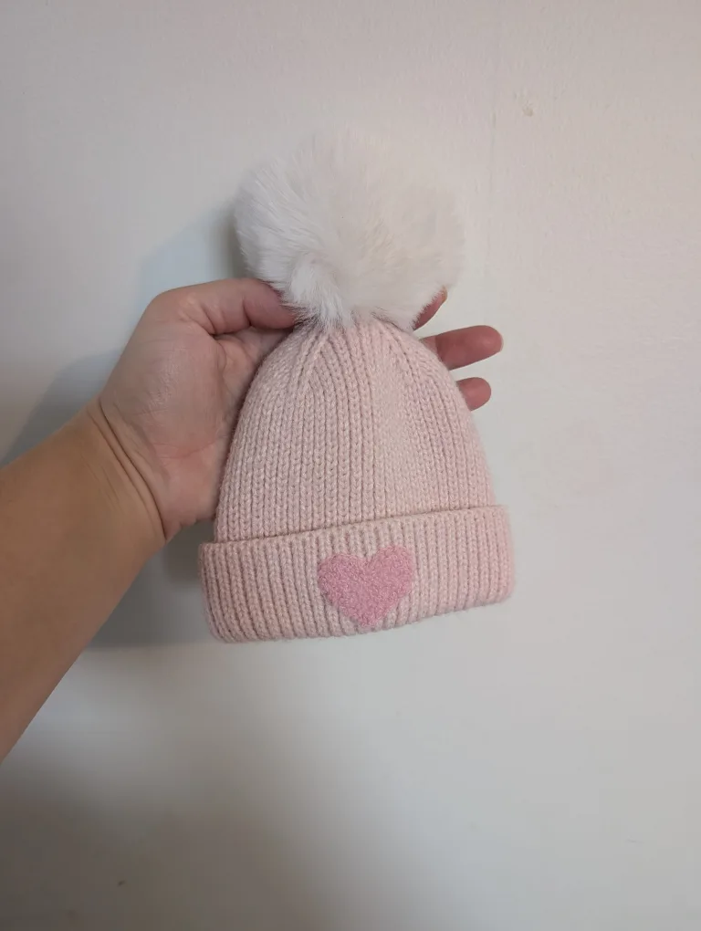 Adorable Newborn Baby Pink Knit Beanie with Pom Pom 🏈 image indicator(2)
