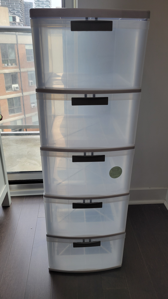 Lockable White Frame 5-Drawer Storage Tower