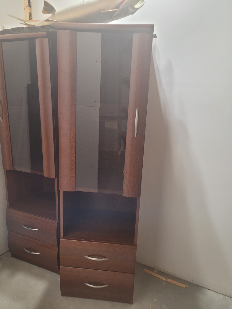 2 -Wood Cabinets with Glass Doors - photo 4