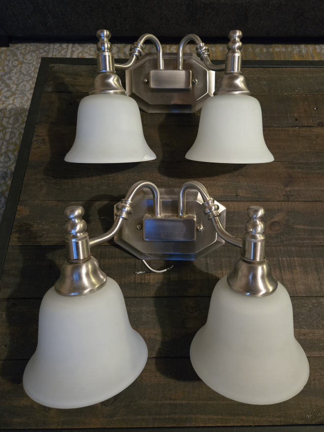 2 Brushed Nickel Double Vanity Lights #freecycle - photo 2
