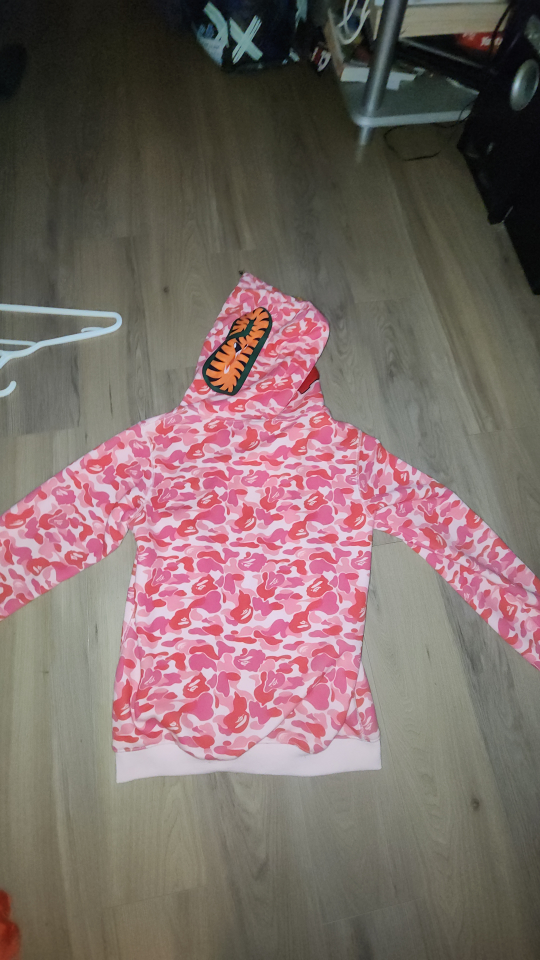 A Bathing Ape Pink Camo Shark Hoodie - photo 2