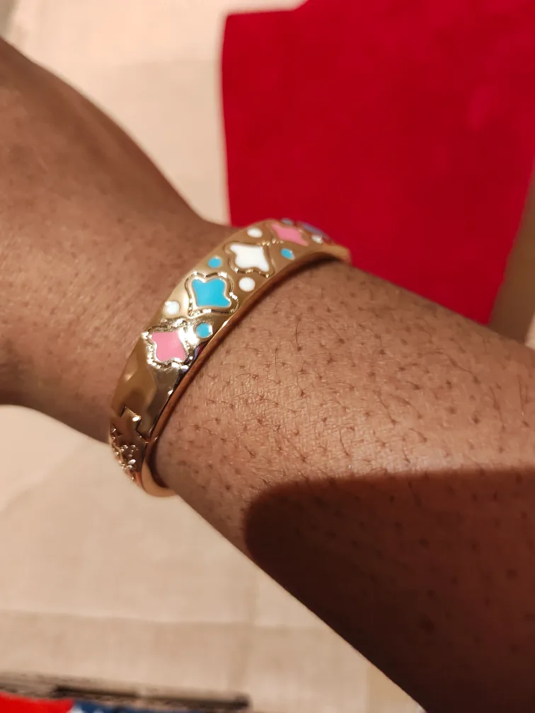 Gold-tone Enamel Hinged Bangle Bracelet image indicator(3)