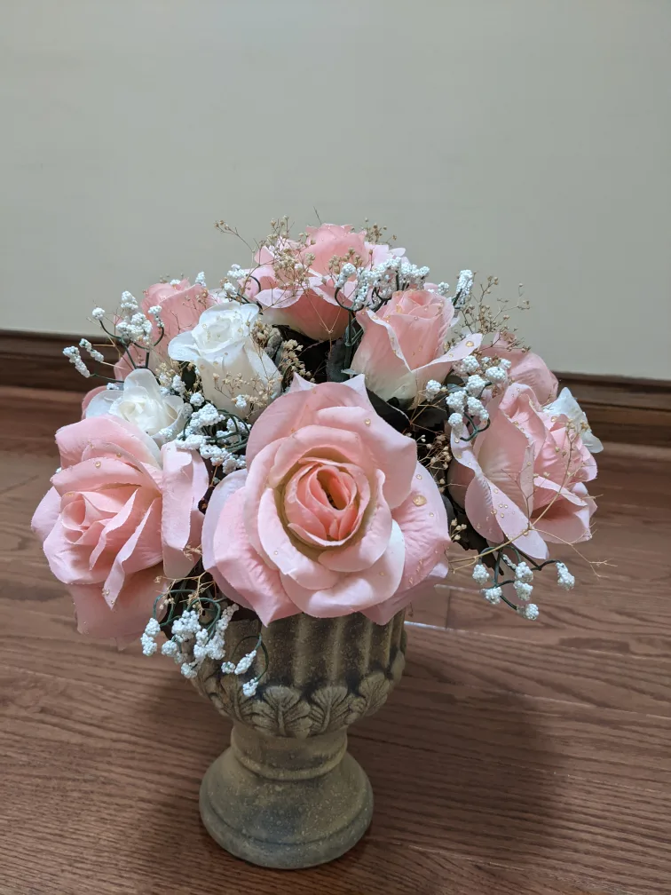 Artificial Rose Arrangement in Urn Vase image indicator(4)