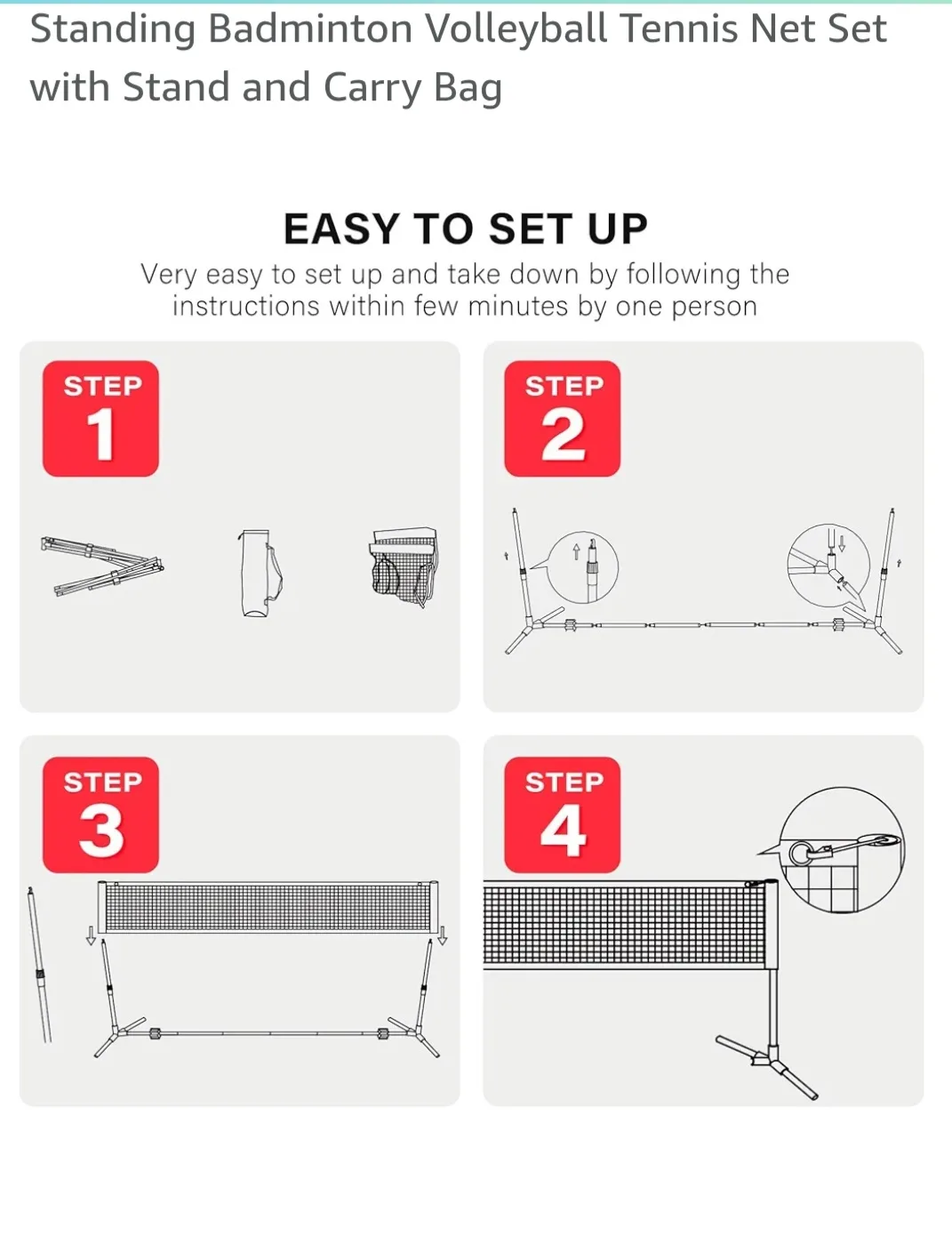 Badminton/Pickleball Net Set with Stand and Carry Bag image indicator(2)