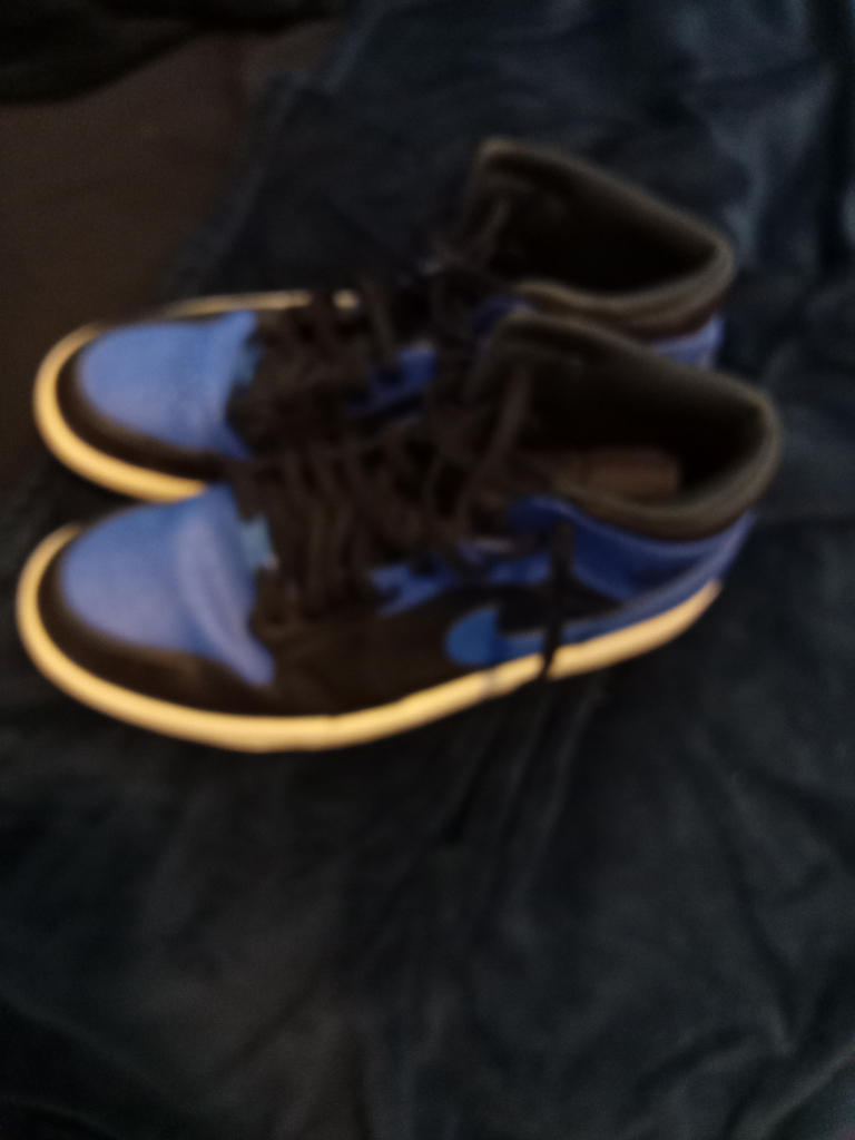 Nike Air Jordan 1 Mid Blue and Black Sneakers - photo 3