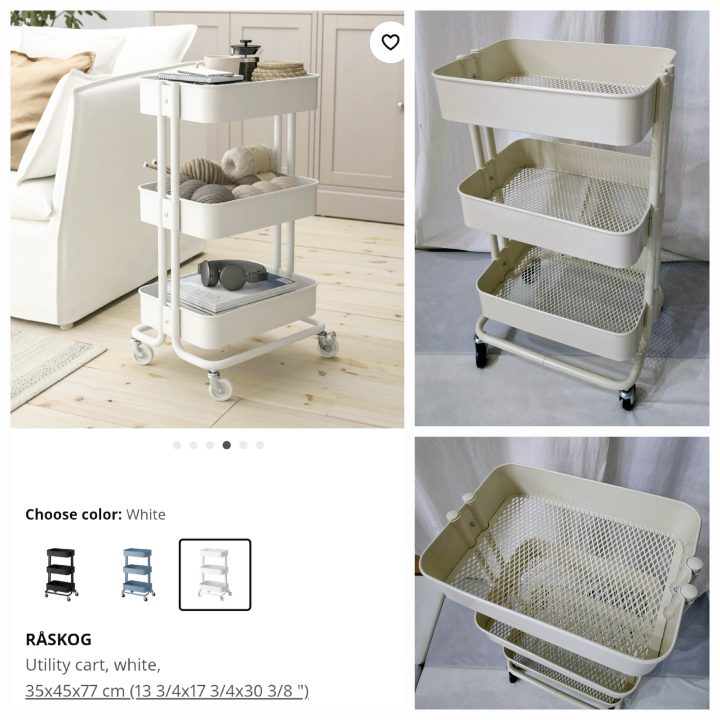 IKEA 3-Tier Rolling Cart (Beige color)