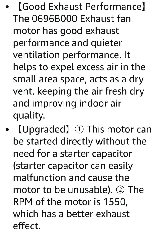 Bathroom EXHAUST FAN MOTOR, NUTONE QT100, QT110, QT9093WH Series image indicator(9)