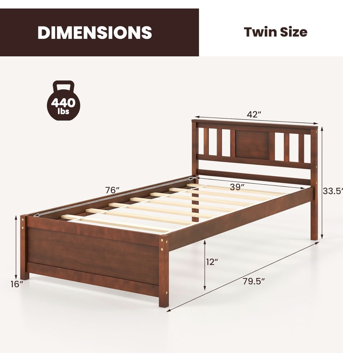 Wooden Twin Bed Frame - photo 2