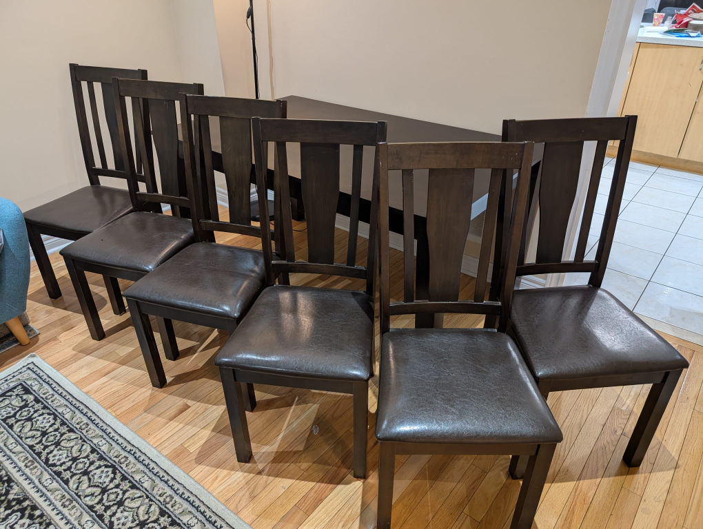Dark Brown Dining Table and Six Chairs Set - photo 2