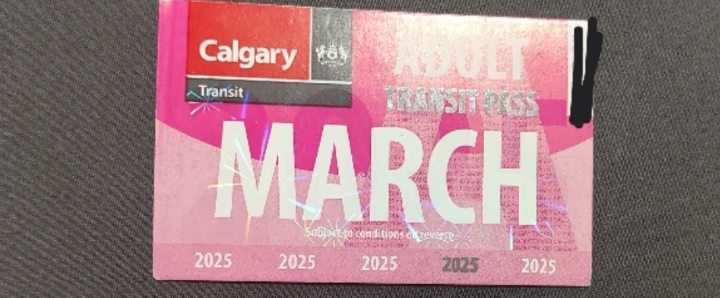 Calgary Transit Adult March 2025 Pass