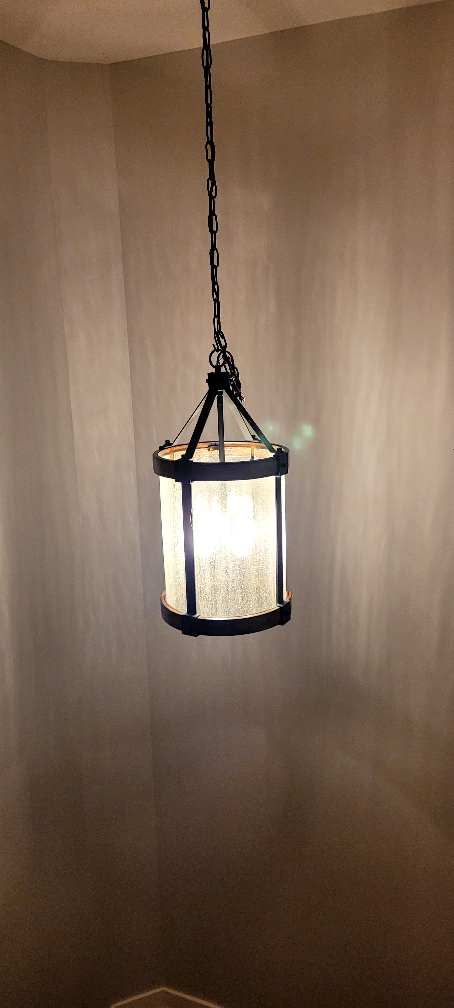 Brown Metal and Glass Pendant Light Fixture