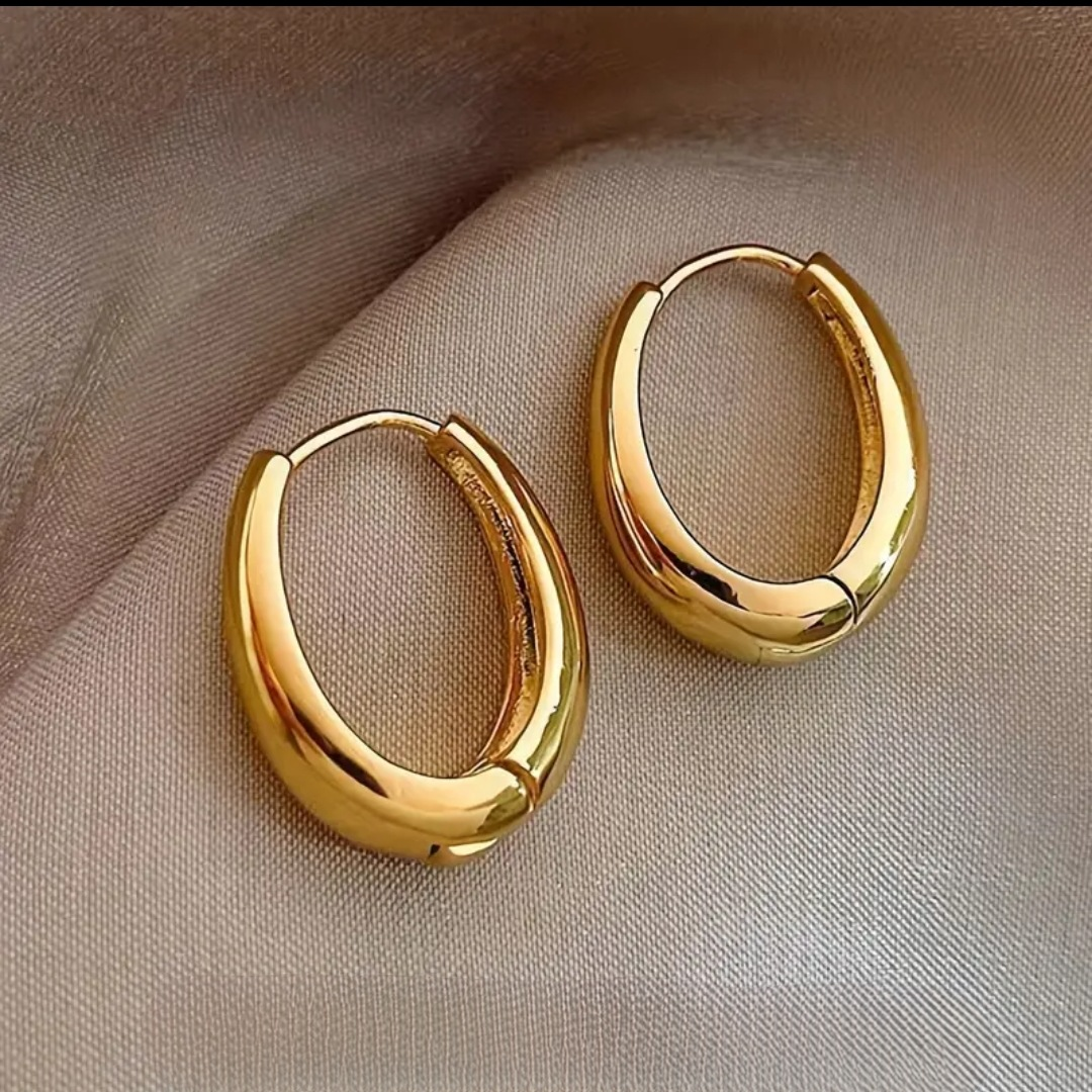 Gold Oval Hoop Earrings