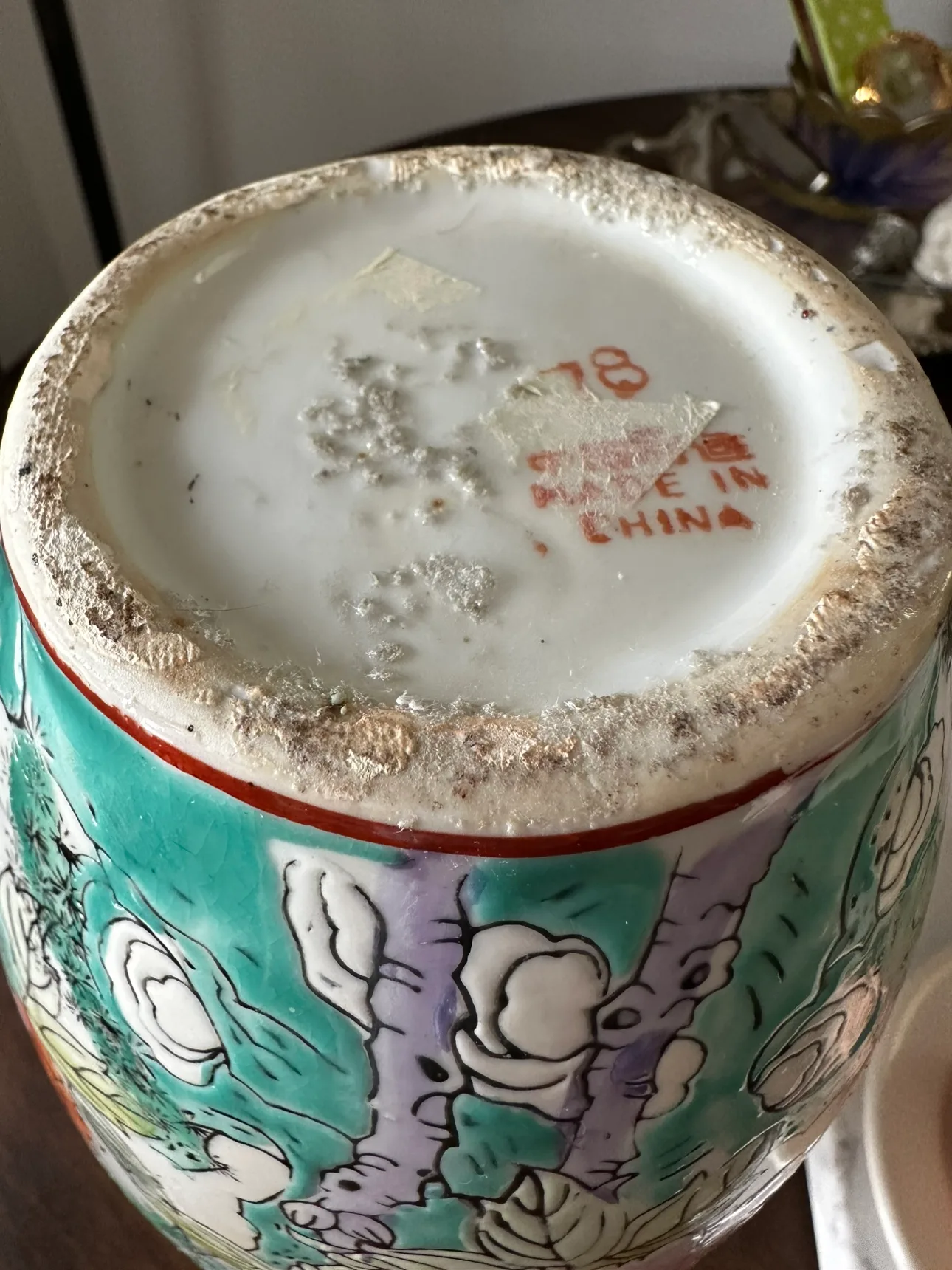 Vintage Porcelain Vase with Floral and Bird Design image indicator(8)