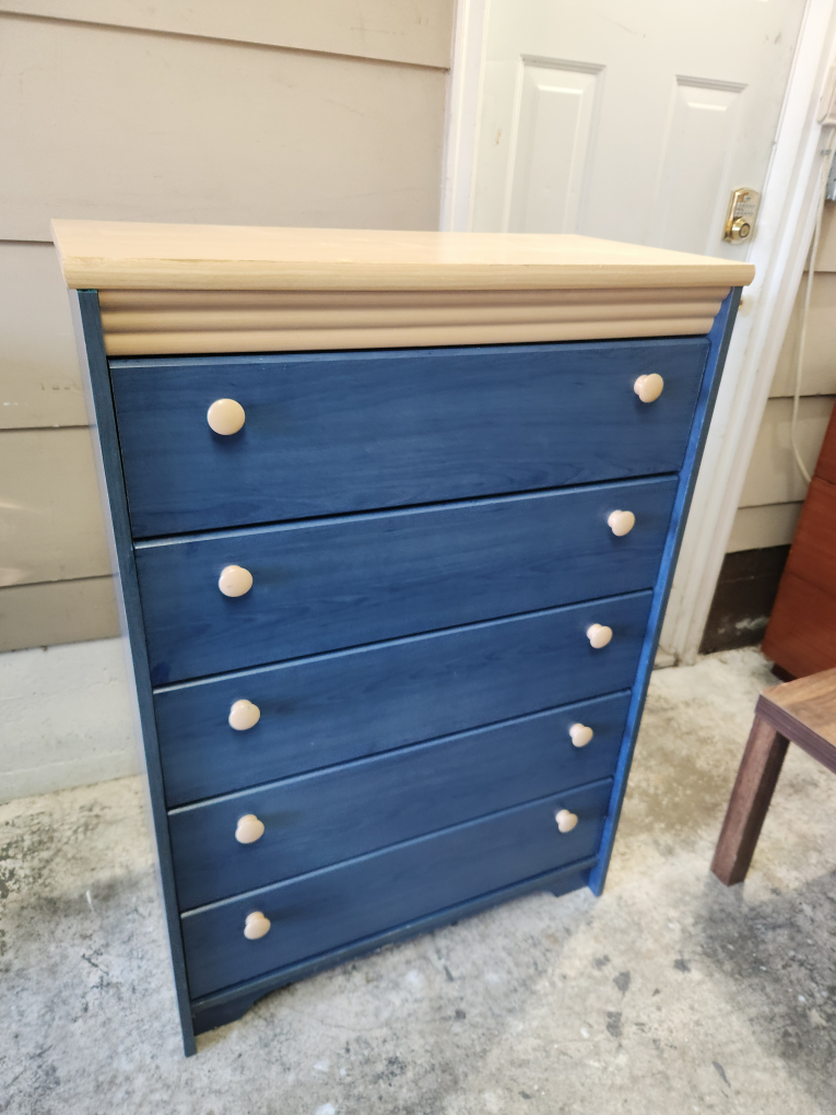 Five-Drawer Chest of Drawers - Blue and Beige - photo 3