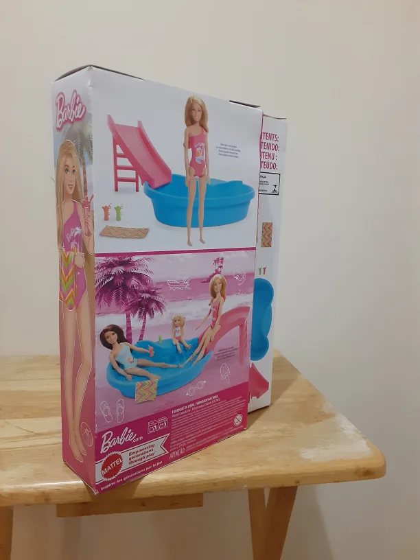 Barbie Doll and Pool Playset, Blonde in Pink One-Piece Swimsuit image indicator(5)