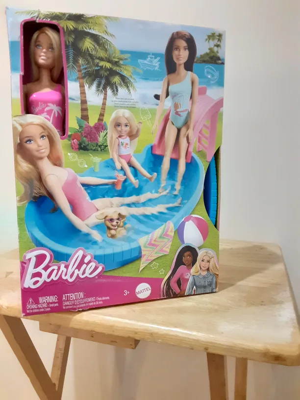 Barbie Doll and Pool Playset, Blonde in Pink One-Piece Swimsuit image indicator(6)