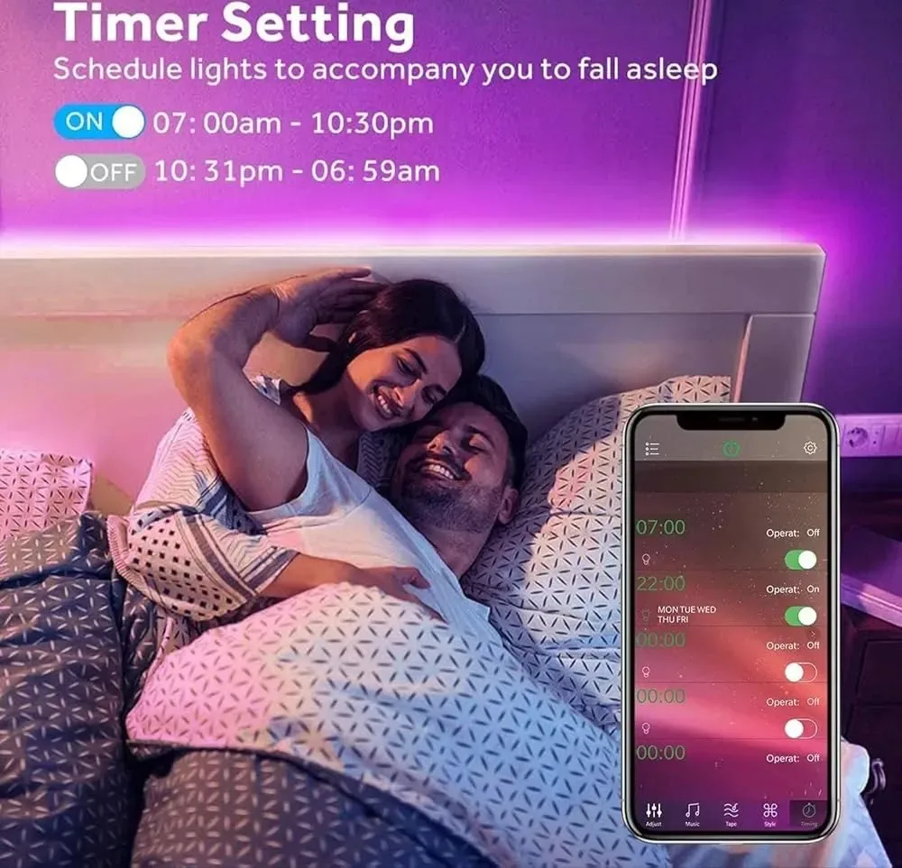 33ft RGB LED Strip Lights with Remote & App Control image indicator(6)