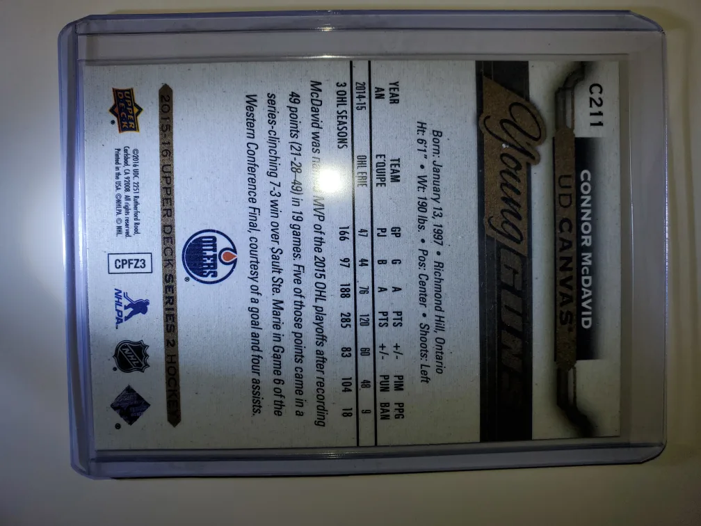 Connor McDavid Young Guns (Rookie) Canvas image indicator(10)