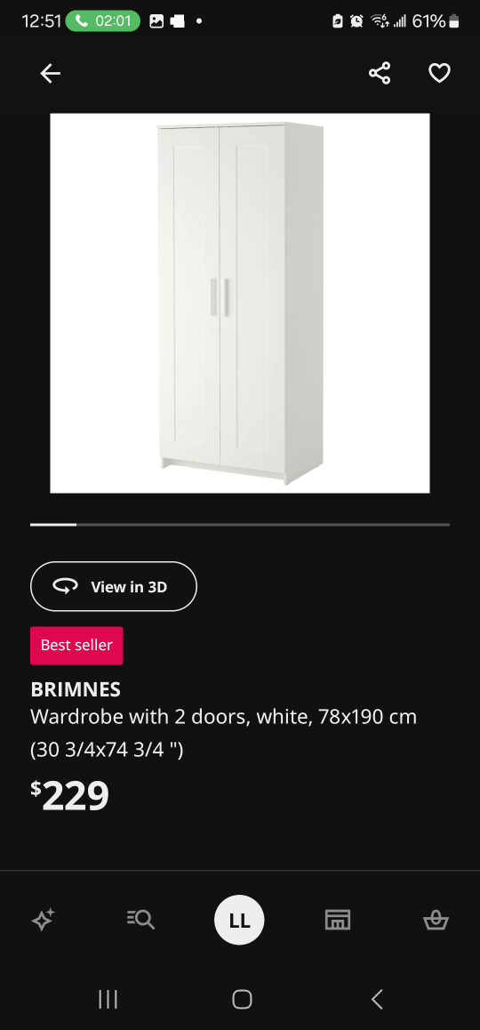 IKEA BRIMNES Wardrobe - White