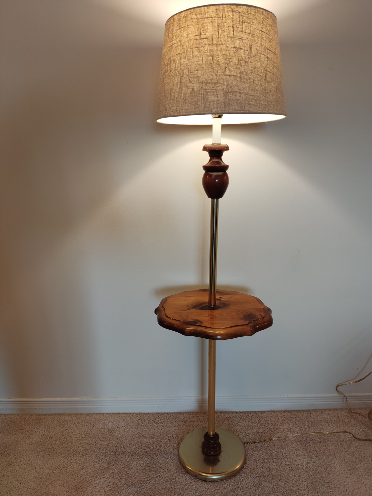 Mid-Century Modern Floor Lamp with Side Table