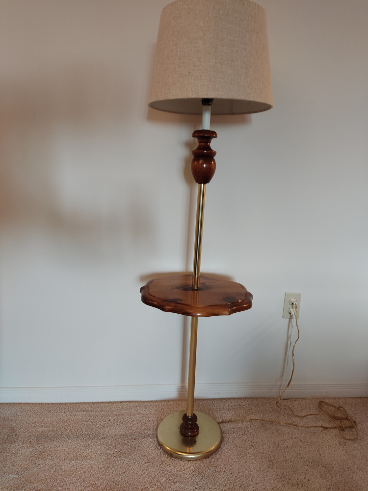 Mid-Century Modern Floor Lamp with Side Table - photo 2