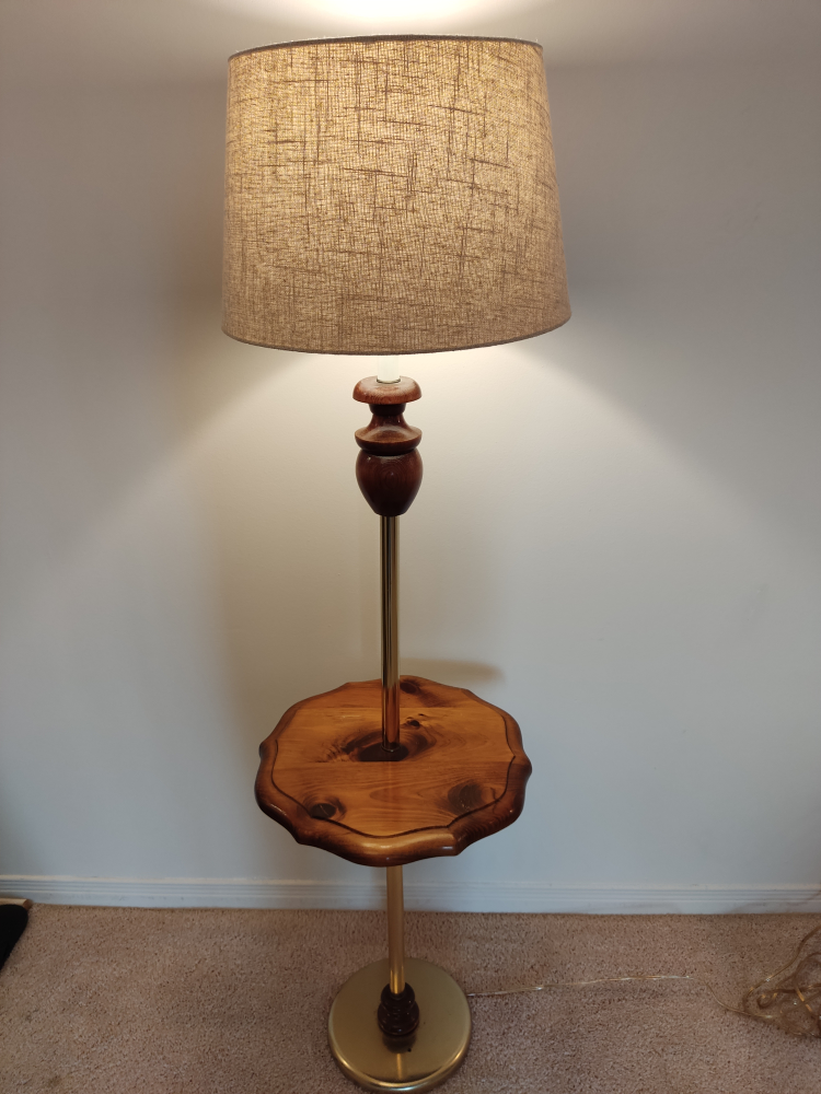 Mid-Century Modern Floor Lamp with Side Table - photo 3