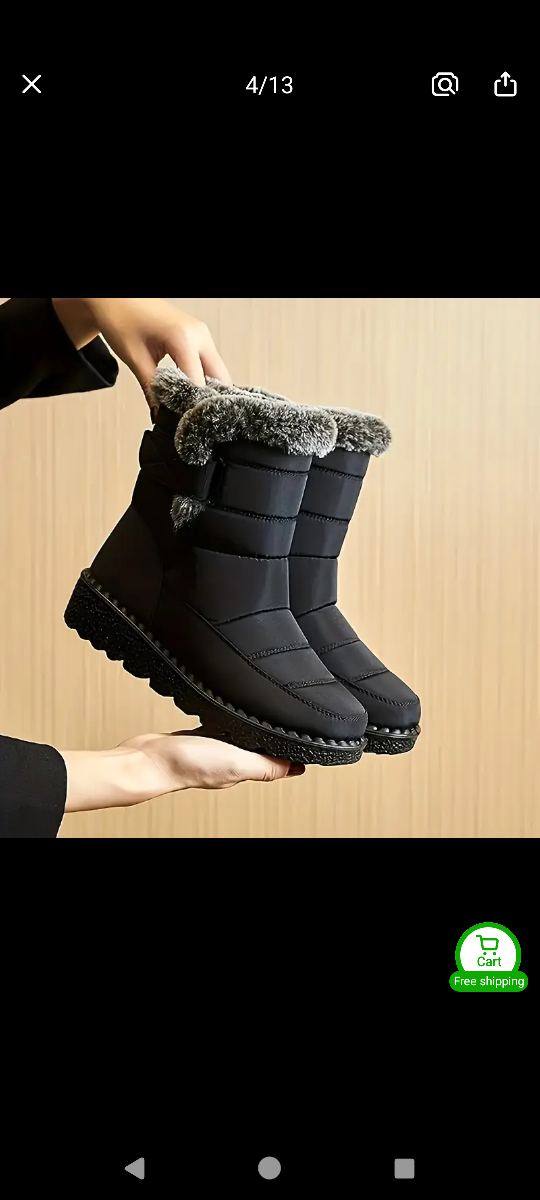 Women's Black Winter Boots with Faux Fur Trim