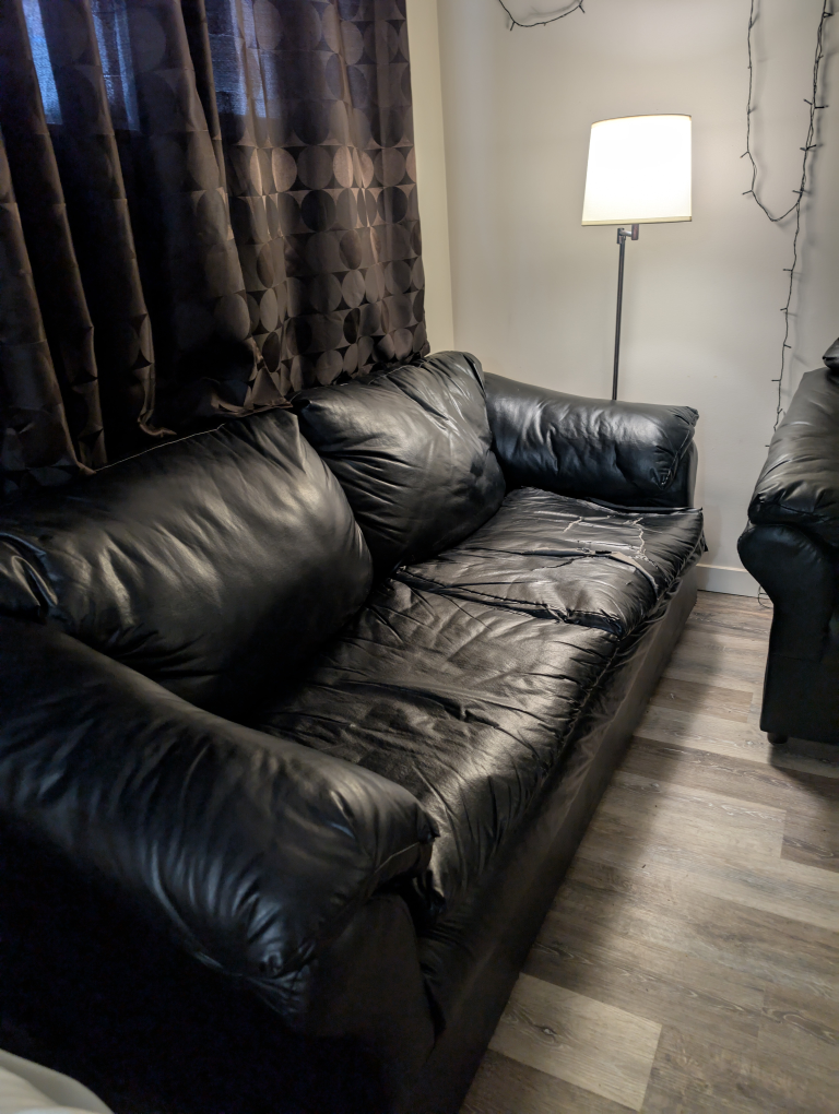 Black Leather Sofa and Loveseat Set - photo 2