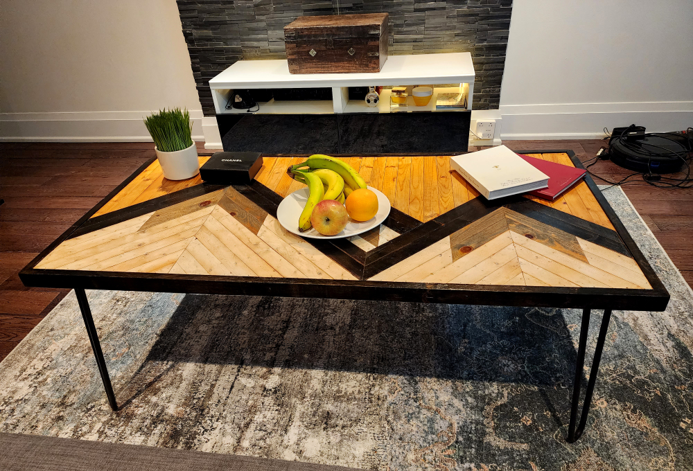 Large coffee table, wood / metal, custom-made - photo 2