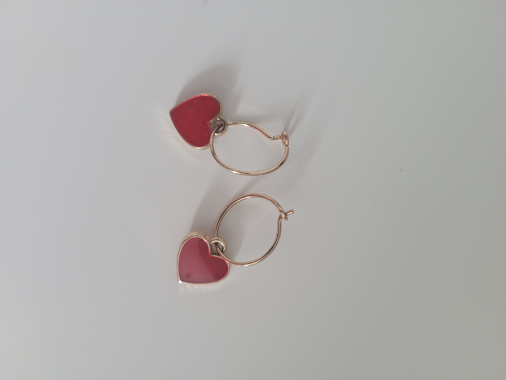 Red Heart Hoop Earrings
