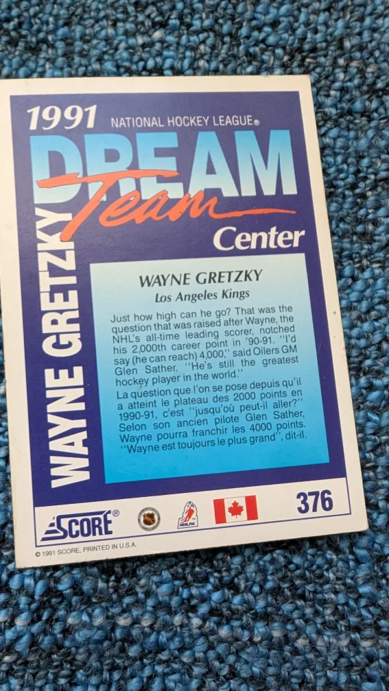 💚👀-WOW- 1991 Score Wayne Gretzky Hockey Card #376 image indicator(2)