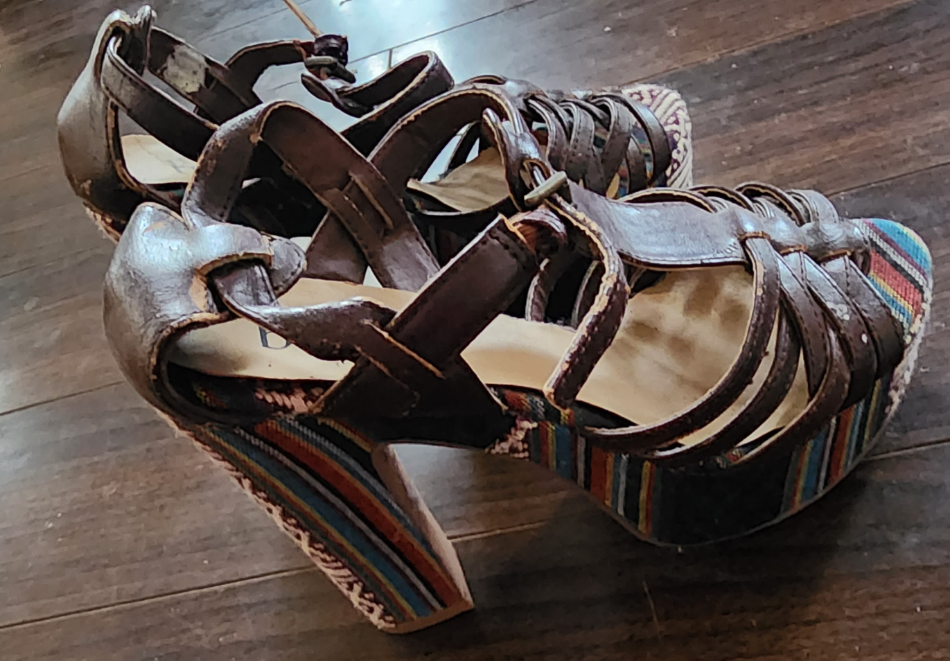 Brown Woven Platform Heels - photo 3