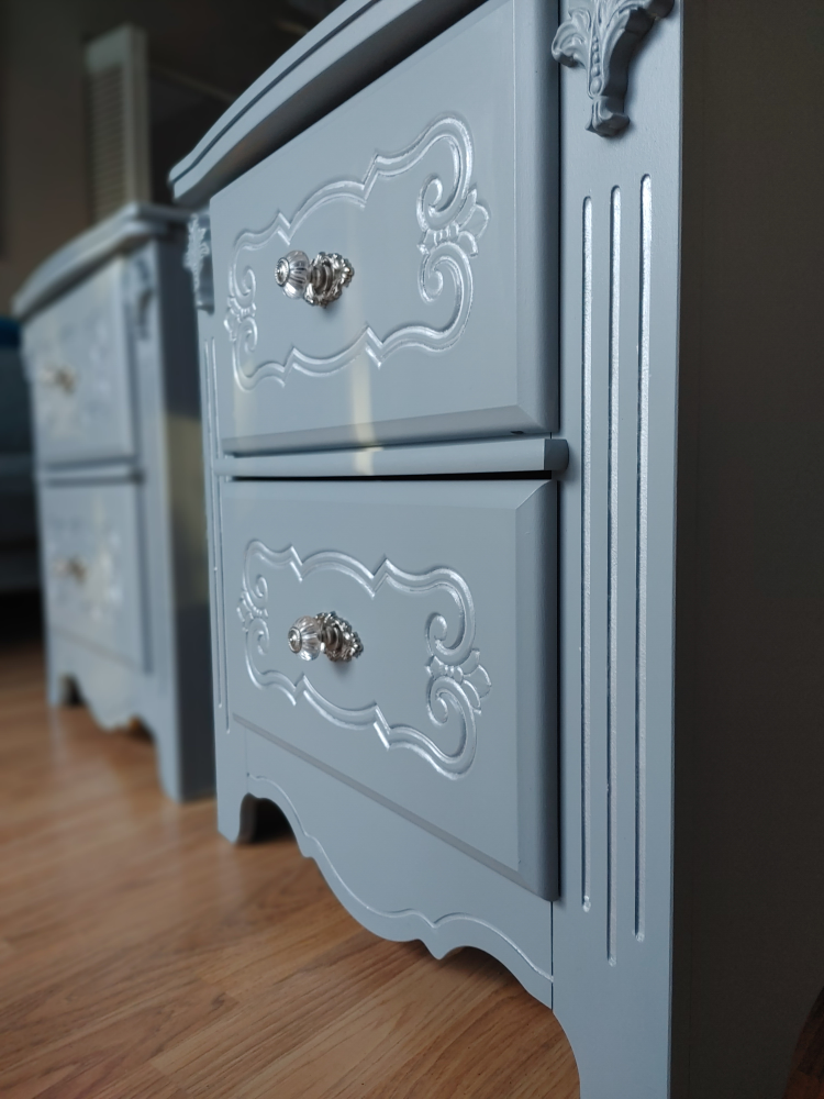 Pair of Two-Drawer Nightstands - Grey - photo 2