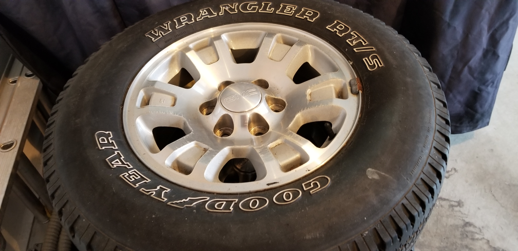 Used GMC Sierra 17" Alloy Wheels with Goodyear Wrangler Tires - photo 3