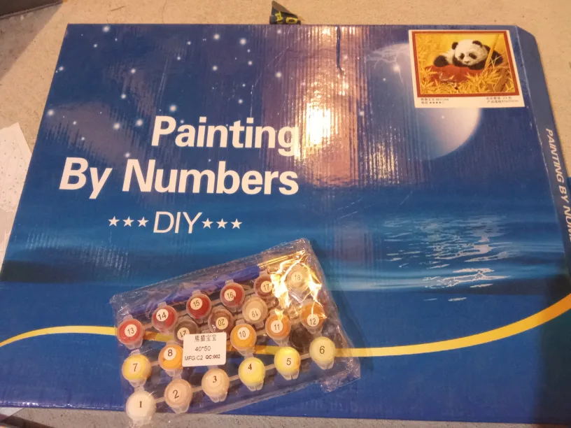 NEW Panda Paint by Numbers Kit - 40x50cm image indicator(2)