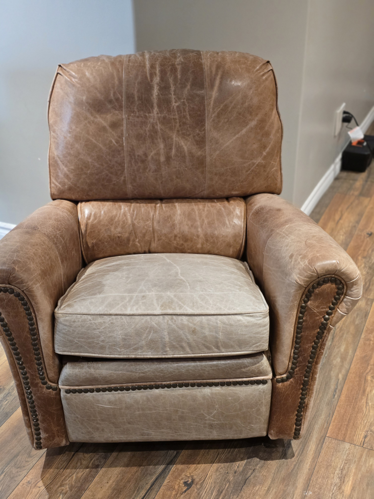 Recliner Chair - Leather - Brown - photo 3