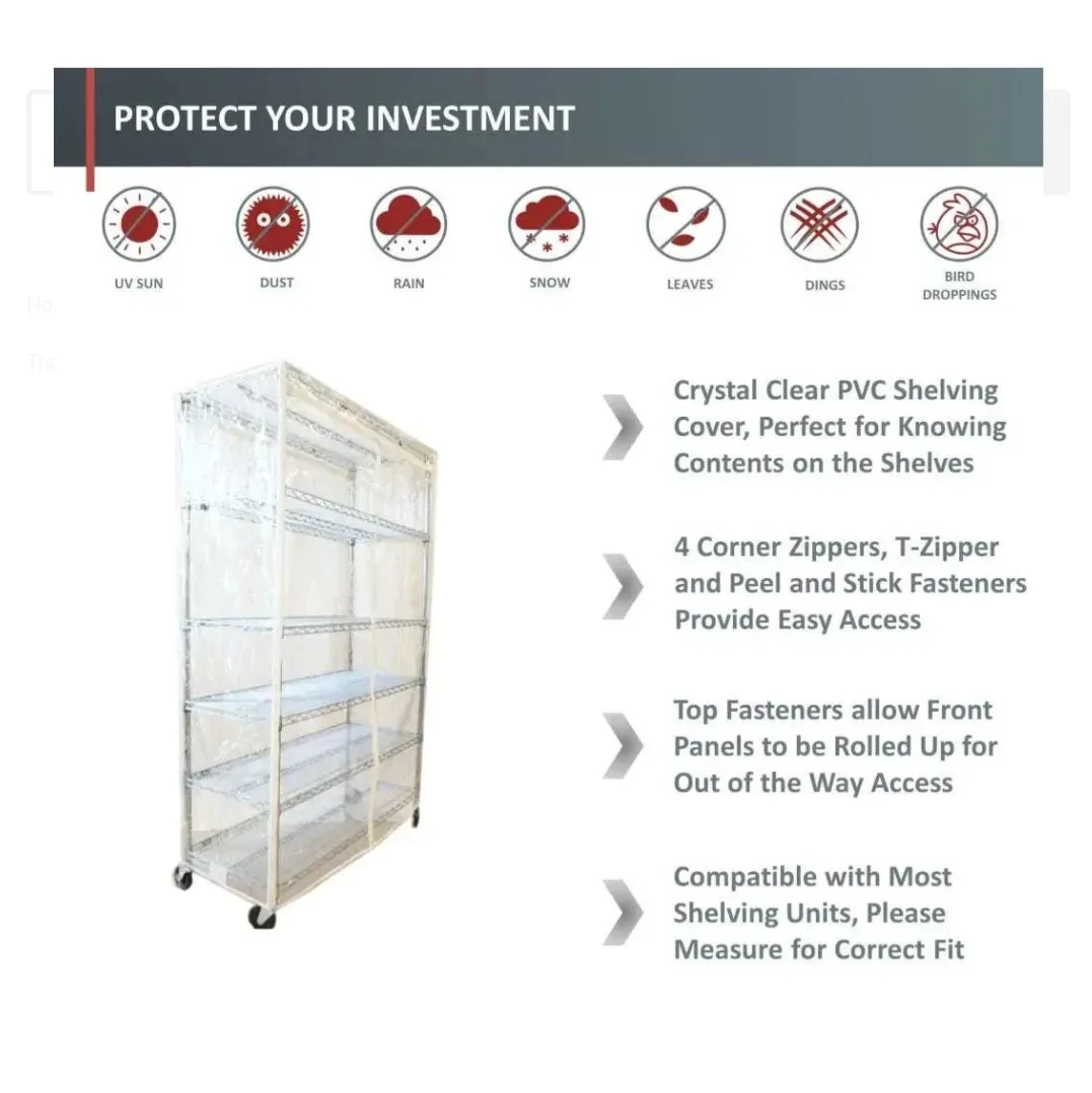 Formosa Covers Clear PVC Shelving Cover 48.5"Wx18.5"Dx72"H image indicator(3)