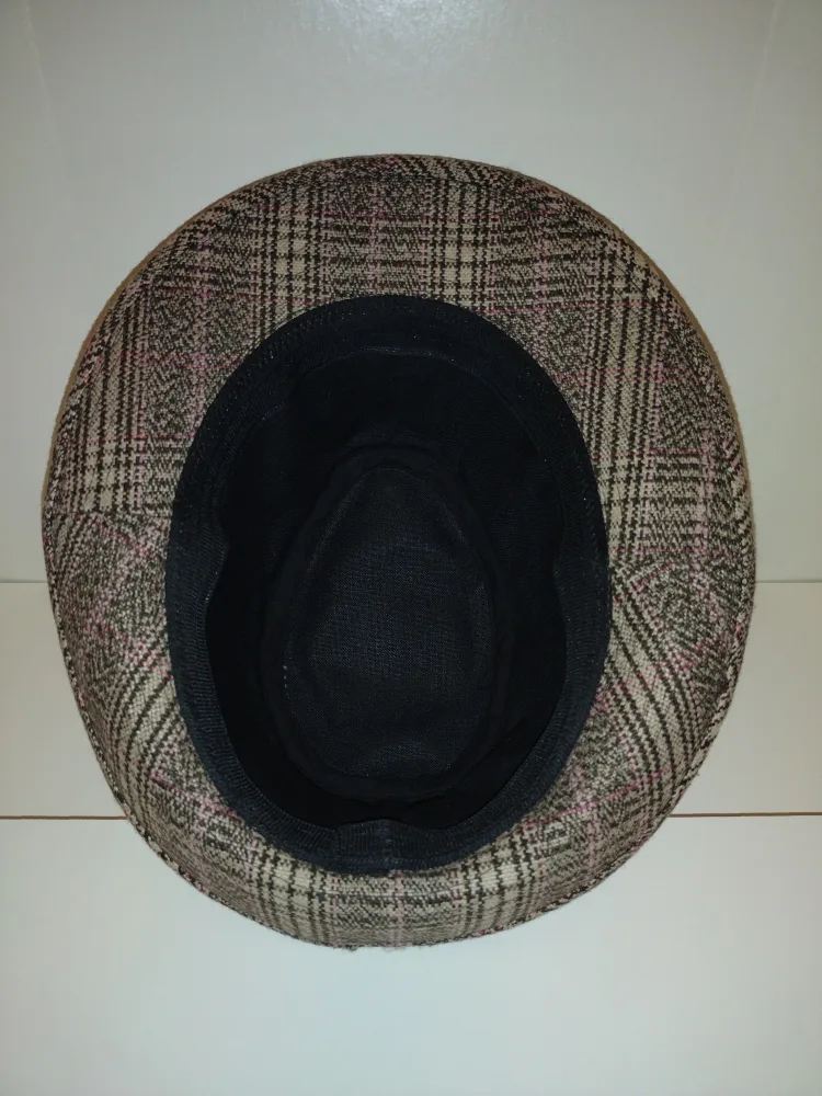 Brown and Pink Plaid Fedora Hat 💚 image indicator(3)