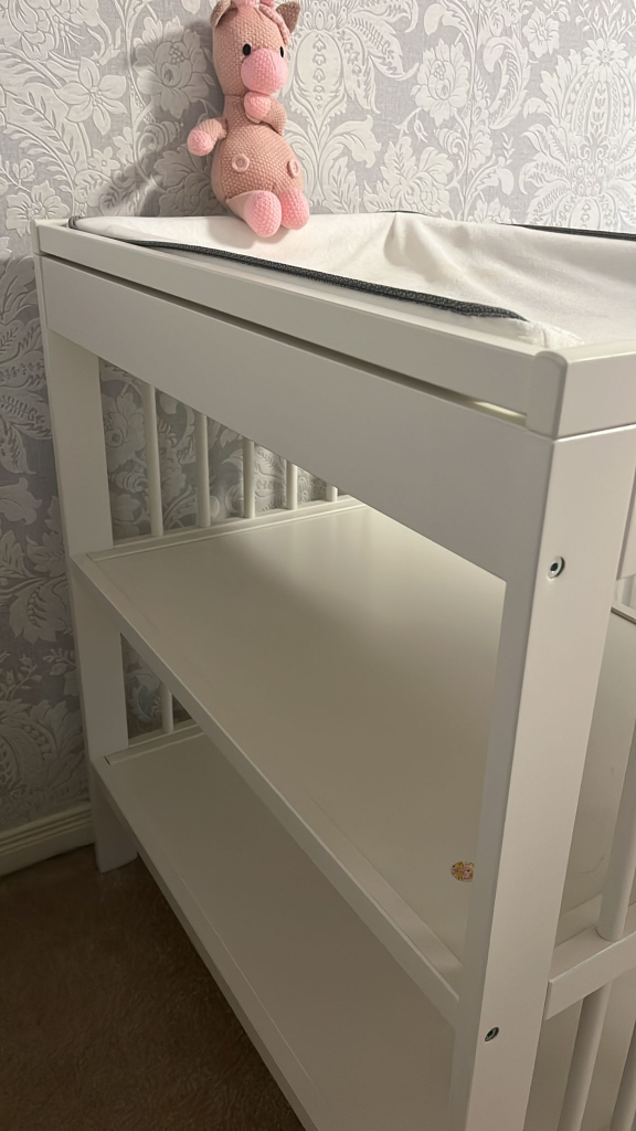 IKEA White Baby Changing Table with Shelves - photo 2
