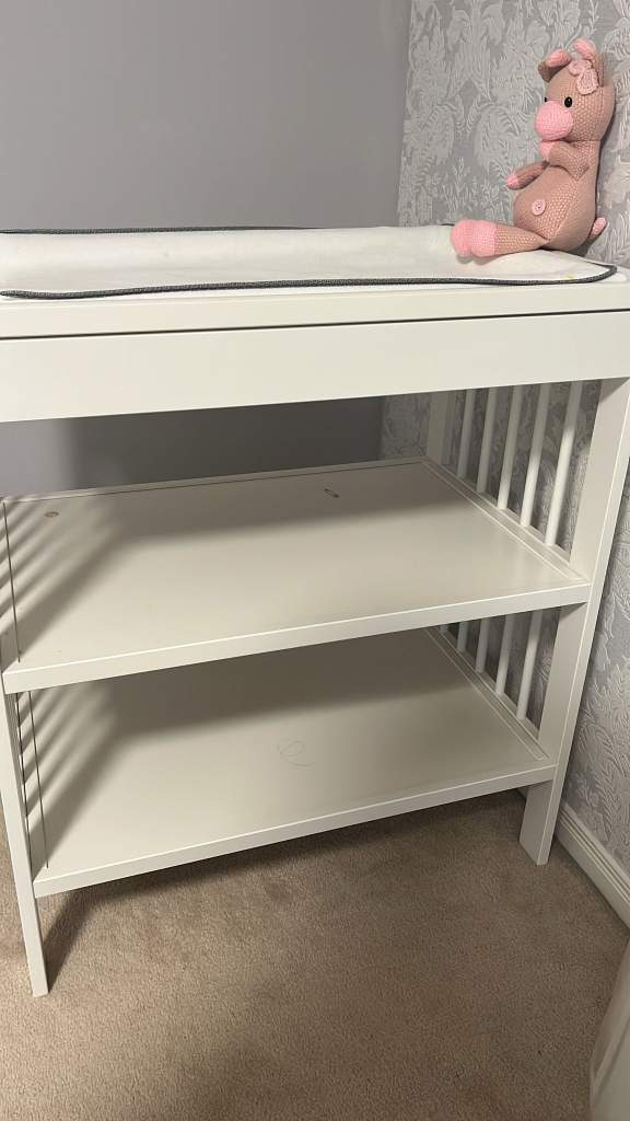IKEA White Baby Changing Table with Shelves - photo 3
