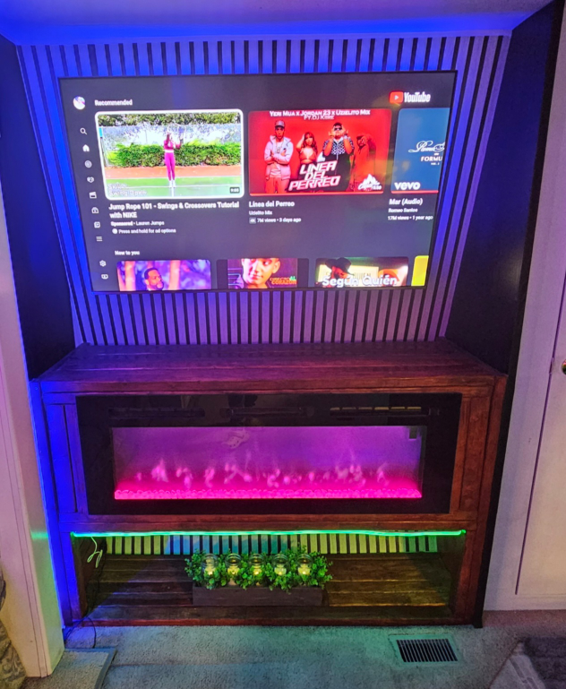Electric Fireplace TV Stand with LED Lighting