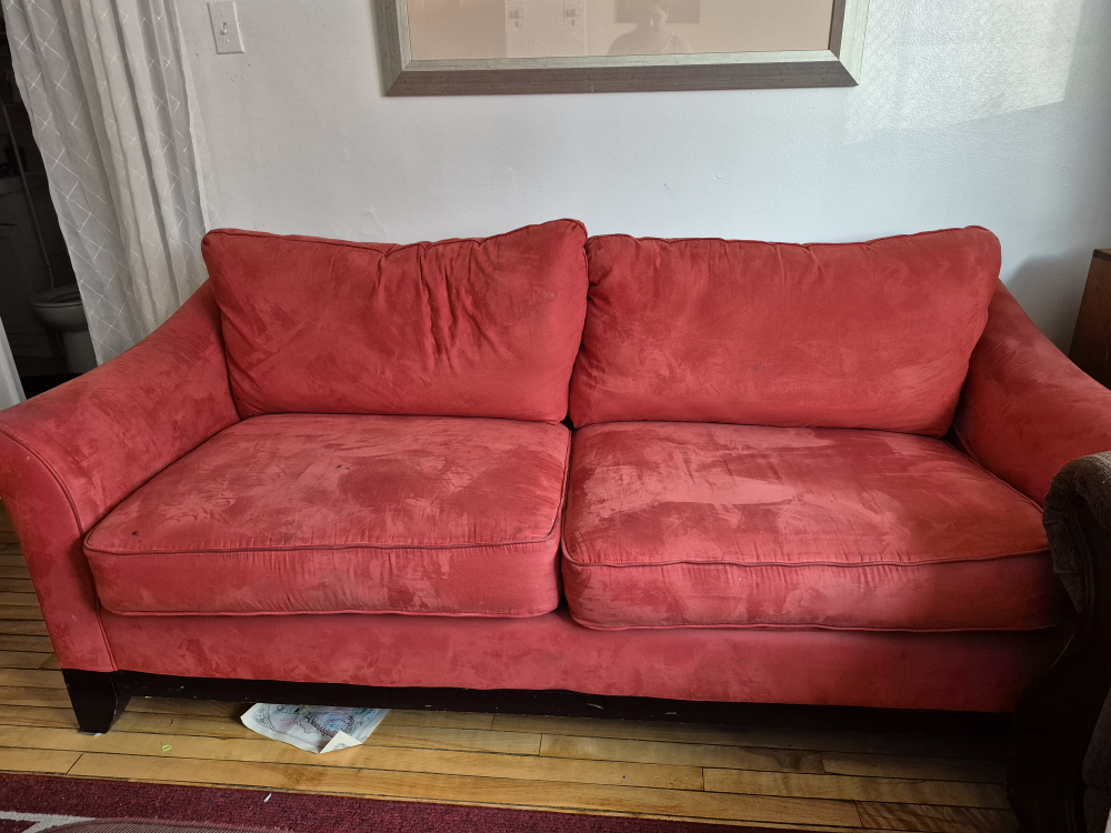 Red Microfibre Sofa