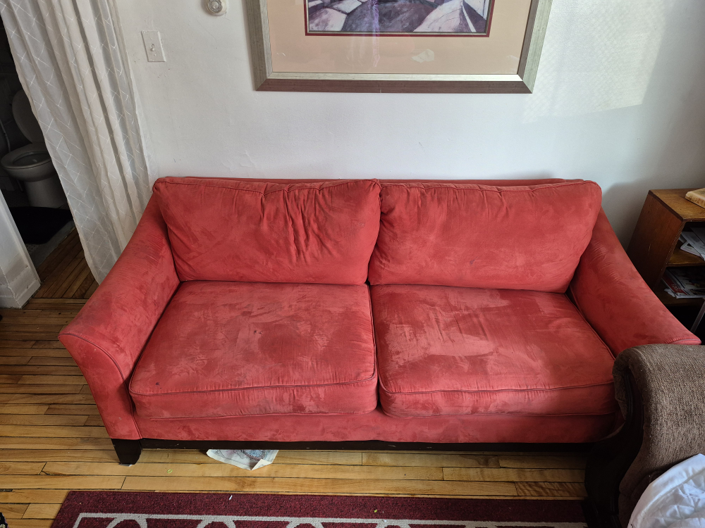Red Microfibre Sofa - photo 2