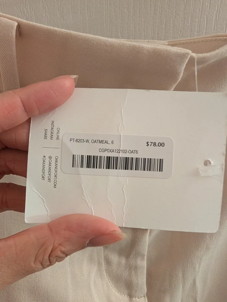 NEW Oak + Fort Oatmeal Wide Leg Pants- Size 6 image indicator(4)