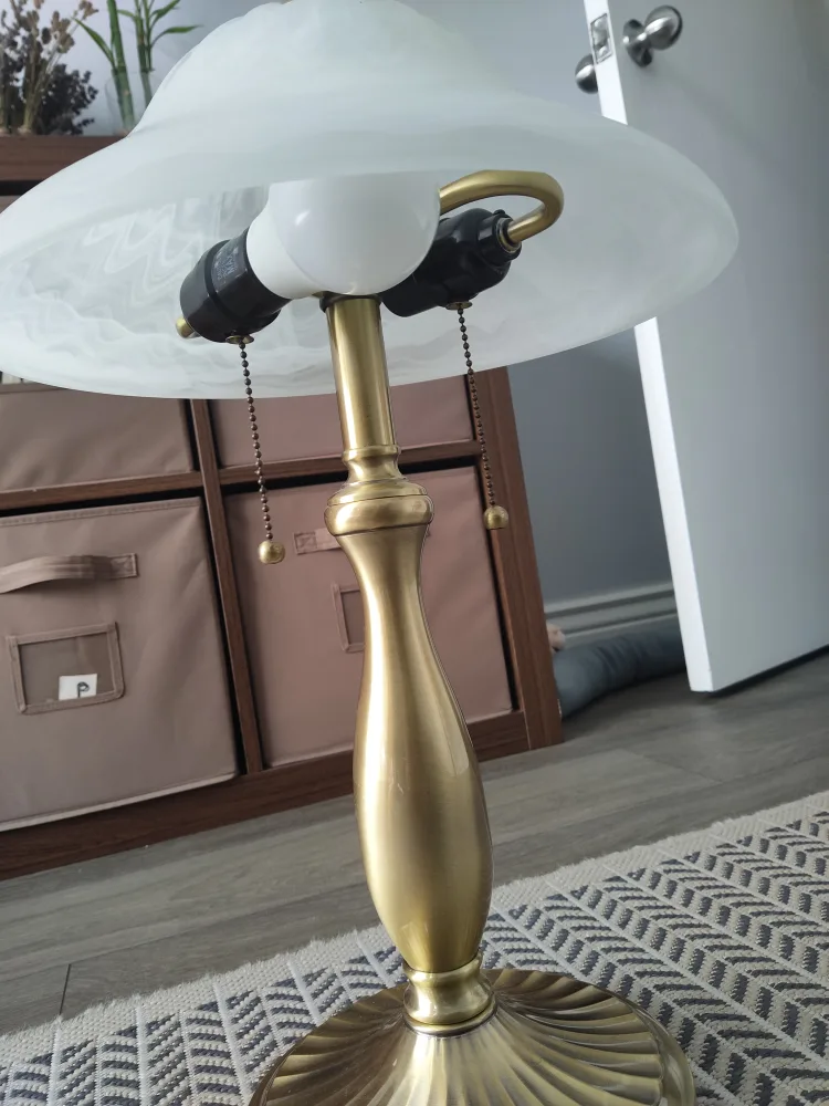 Elegant Brass Table Lamp with Frosted Glass Shade image indicator(3)