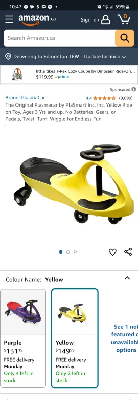 PlasmaCar Yellow Ride-on Toy thumbnail