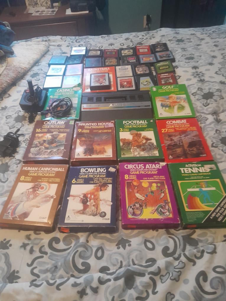 Vintage Atari 2600 Console with Games